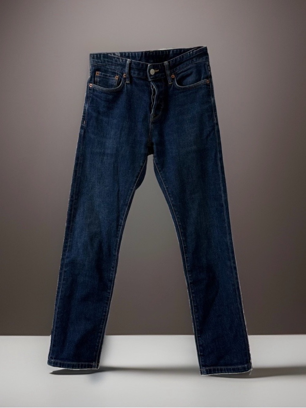 Buck Mason Maverick Slim Jeans 29W 28L 14oz Double Dipped Indigo Button Fly